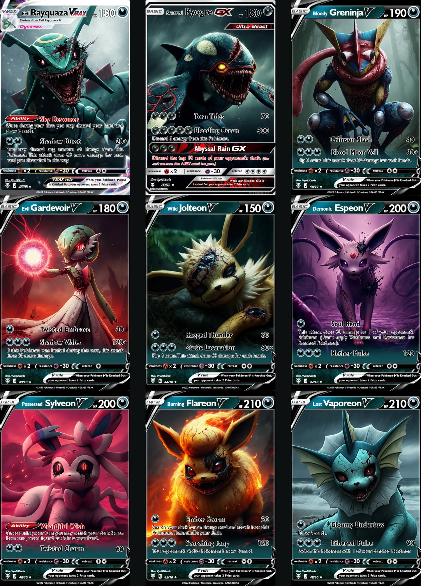 (Bundle) Horror Cards 41-50 Vyu33Cards