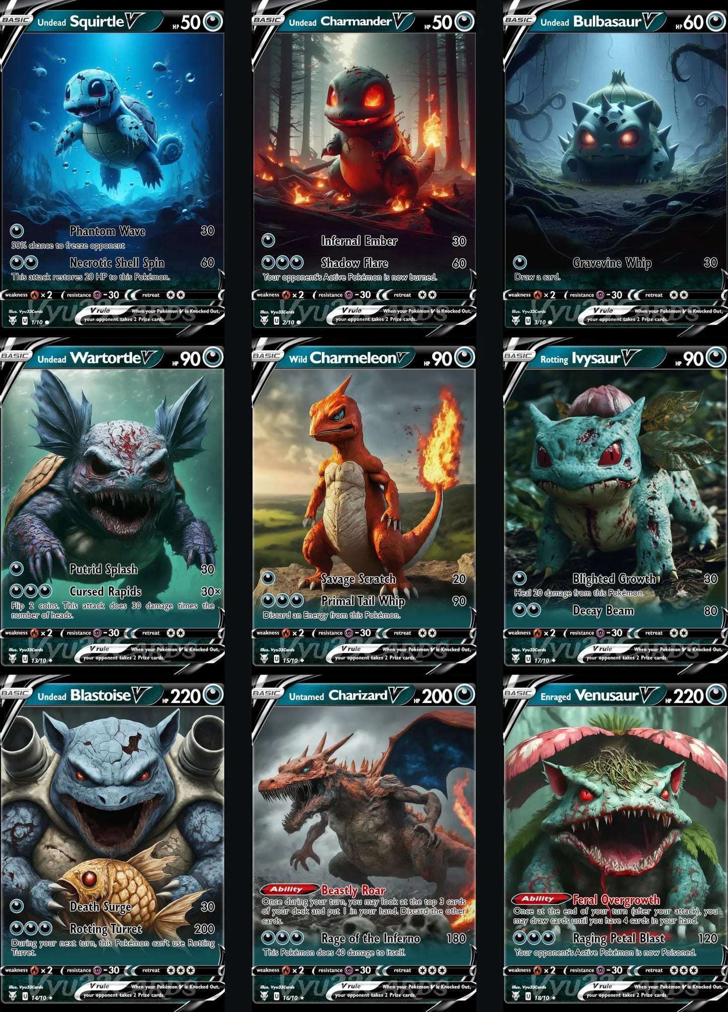 (Bundle) 1st Generation Starters and Evos Vyu33Cards